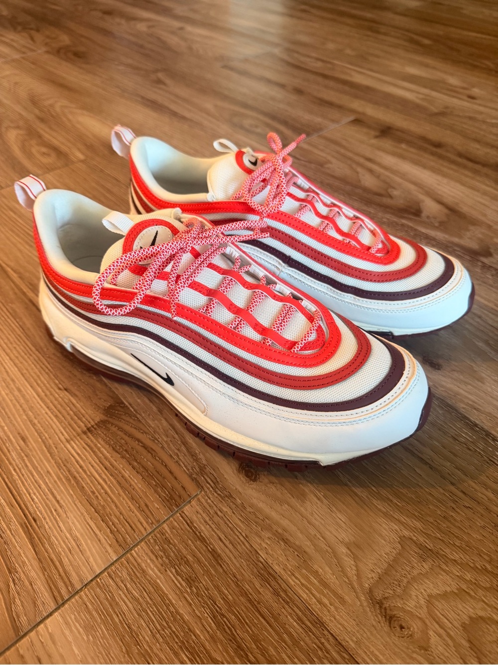 NEVER WORN Nike Air Max 97 White Red Maroon Running Shoes